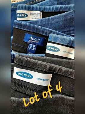 Sz 12 Lot Of 4 Pull On Skinny Denim Jeams